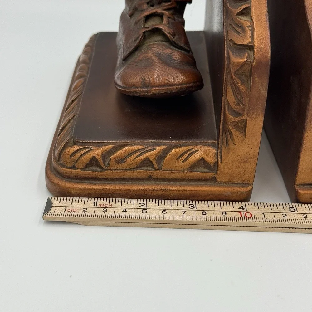 Vintage Copper Colored Bronzed Pair Baby Shoes Bookends Display set of 2
